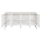 Madia/Credenza a 4 ante bianca/grigio sbiancato in stile Mid-Century Modern – Posti a sedere 4-6