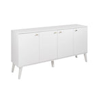 Madia/Credenza a 4 ante bianca/grigio sbiancato in stile Mid-Century Modern – Posti a sedere 4-6