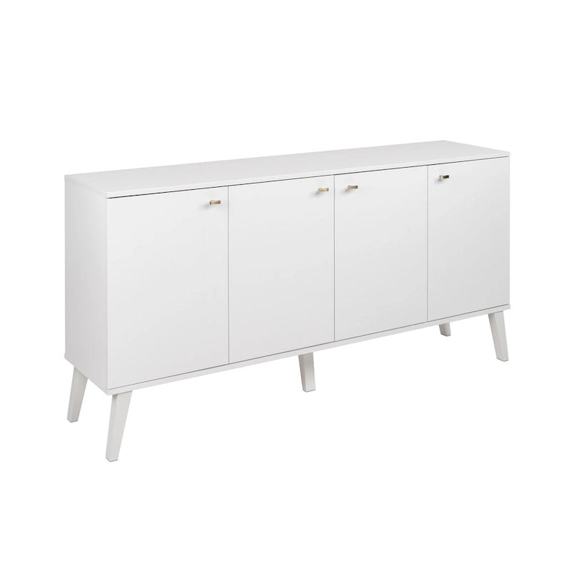 Madia/Credenza a 4 ante bianca/grigio sbiancato in stile Mid-Century Modern – Posti a sedere 4-6