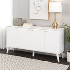 Madia/Credenza a 4 ante bianca/grigio sbiancato in stile Mid-Century Modern – Posti a sedere 4-6