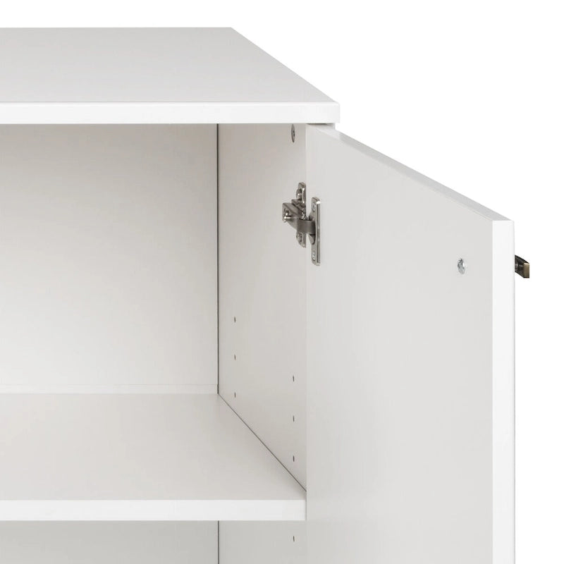 Madia/Credenza a 4 ante bianca/grigio sbiancato in stile Mid-Century Modern – Posti a sedere 4-6