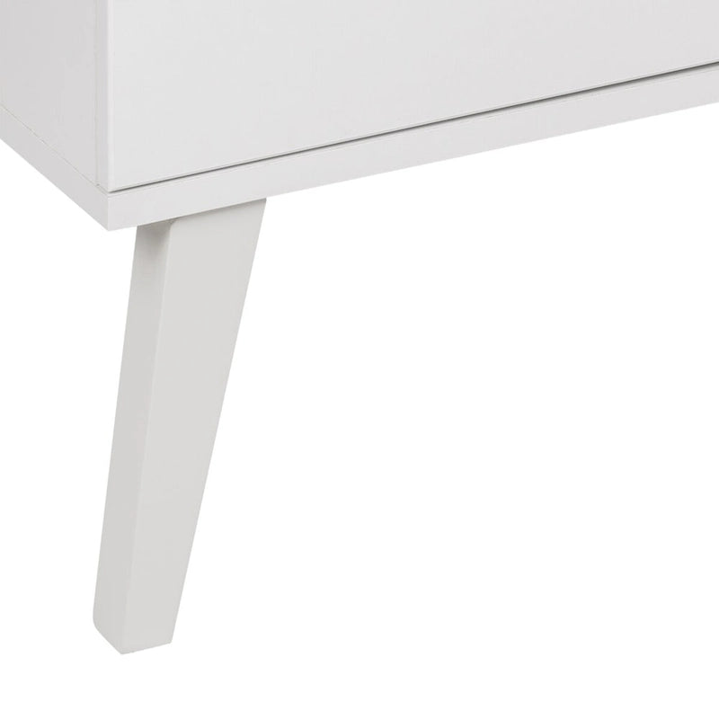 Madia/Credenza a 4 ante bianca/grigio sbiancato in stile Mid-Century Modern – Posti a sedere 4-6