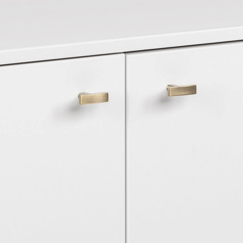Madia/Credenza a 4 ante bianca/grigio sbiancato in stile Mid-Century Modern – Posti a sedere 4-6