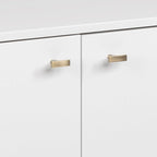 Madia/Credenza a 4 ante bianca/grigio sbiancato in stile Mid-Century Modern – Posti a sedere 4-6