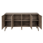 Madia/Credenza a 4 ante bianca/grigio sbiancato in stile Mid-Century Modern – Posti a sedere 4-6