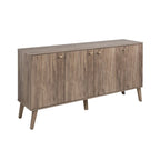 Madia/Credenza a 4 ante bianca/grigio sbiancato in stile Mid-Century Modern – Posti a sedere 4-6