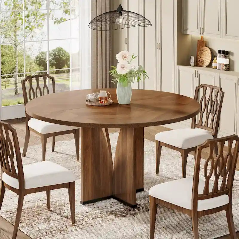 Tavolo da pranzo rotondo da 100 cm, nero/legno/marrone, 4 posti a sedere