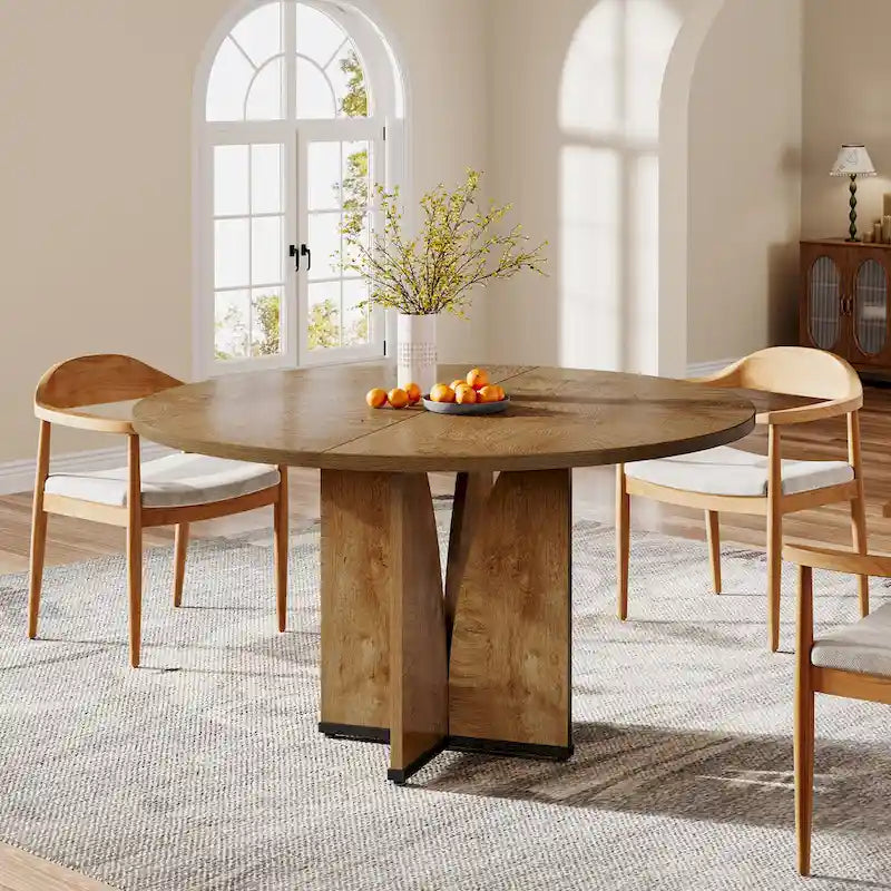 Tavolo da pranzo rotondo da 100 cm, nero/legno/marrone, 4 posti a sedere