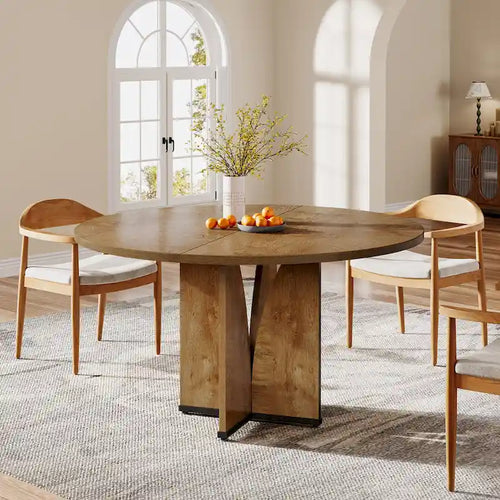 Tavolo da pranzo rotondo da 100 cm, nero/legno/marrone, 4 posti a sedere