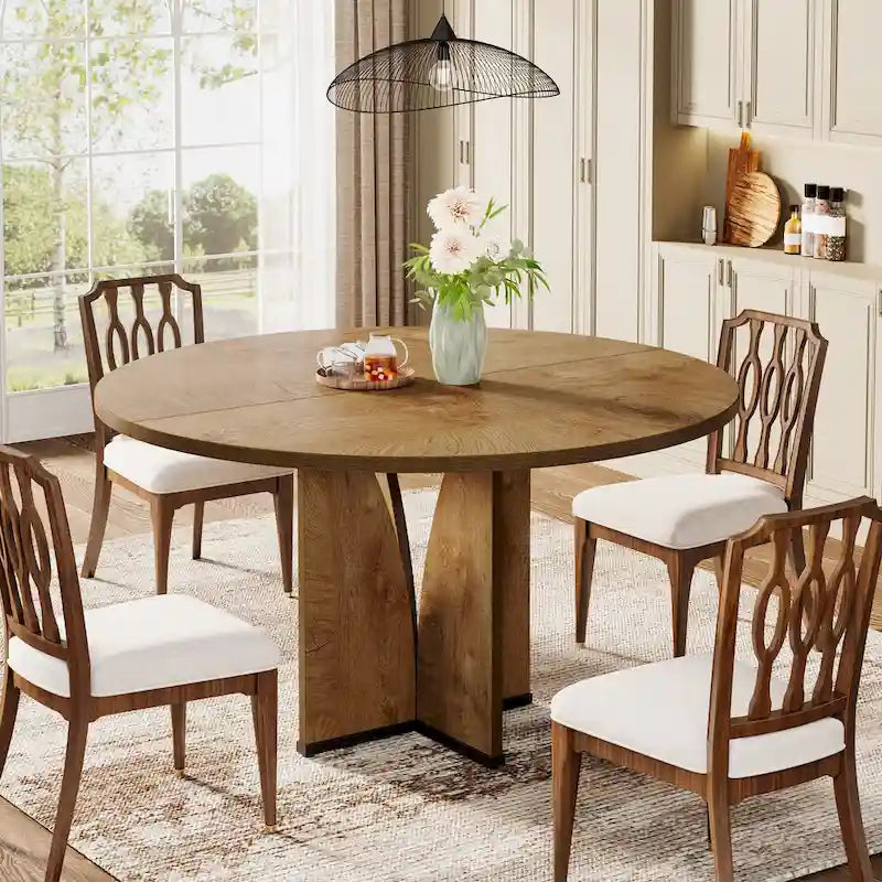 Tavolo da pranzo rotondo da 100 cm, nero/legno/marrone, 4 posti a sedere