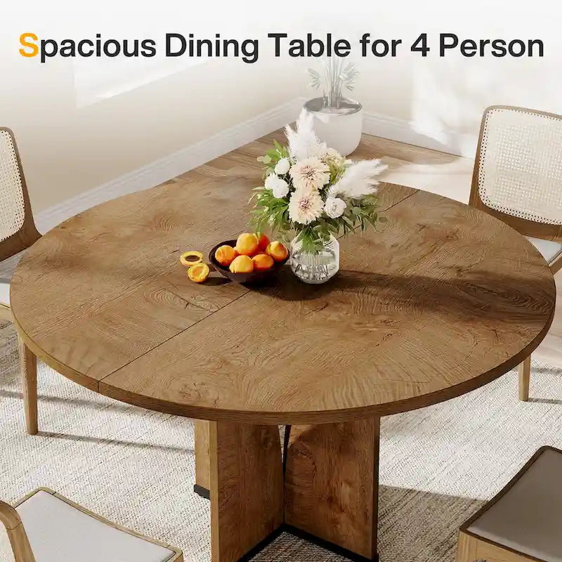 Tavolo da pranzo rotondo da 100 cm, nero/legno/marrone, 4 posti a sedere
