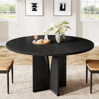 Tavolo da pranzo rotondo da 100 cm, nero/legno/marrone, 4 posti a sedere