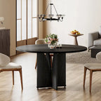 Tavolo da pranzo rotondo da 100 cm, nero/legno/marrone, 4 posti a sedere