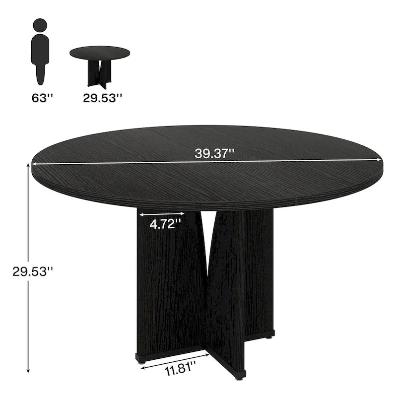 Tavolo da pranzo rotondo da 100 cm, nero/legno/marrone, 4 posti a sedere