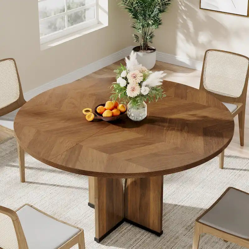 Tavolo da pranzo rotondo da 100 cm, nero/legno/marrone, 4 posti a sedere