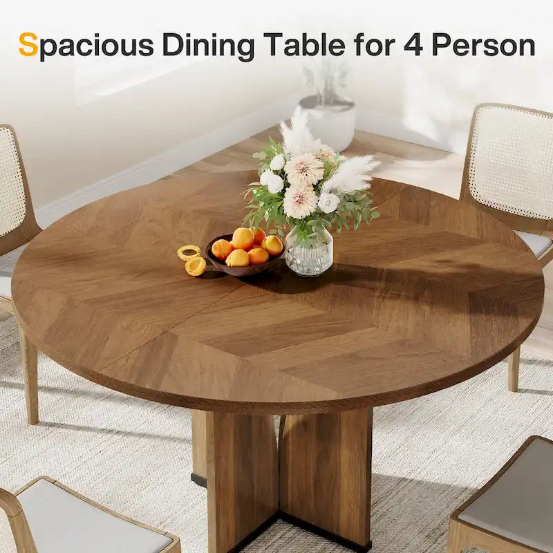 Tavolo da pranzo rotondo da 100 cm, nero/legno/marrone, 4 posti a sedere