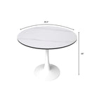 Tavolo da pranzo rotondo in pietra sinterizzata bianco/nero per 4 persone, base a piedistallo singolo