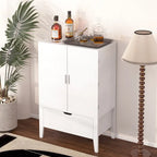 Credenza in stile industriale marrone+bianco / nero+marrone con portabottiglie e portacalici, per 1