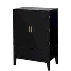 Credenza in stile industriale marrone+bianco / nero+marrone con portabottiglie e portacalici, per 1