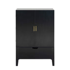 Credenza in stile industriale marrone+bianco / nero+marrone con portabottiglie e portacalici, per 1