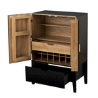 Credenza in stile industriale marrone+bianco / nero+marrone con portabottiglie e portacalici, per 1