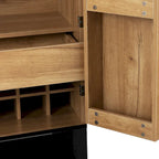 Credenza in stile industriale marrone+bianco / nero+marrone con portabottiglie e portacalici, per 1