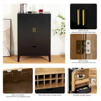 Credenza in stile industriale marrone+bianco / nero+marrone con portabottiglie e portacalici, per 1