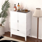 Credenza in stile industriale marrone+bianco / nero+marrone con portabottiglie e portacalici, per 1