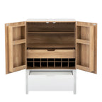 Credenza in stile industriale marrone+bianco / nero+marrone con portabottiglie e portacalici, per 1