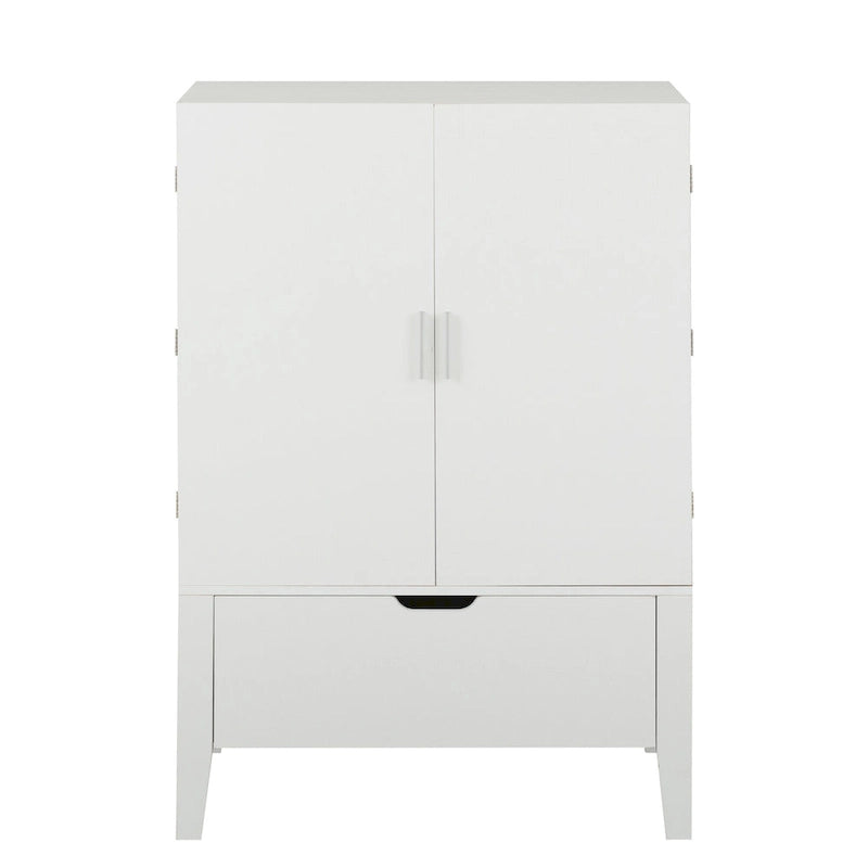 Credenza in stile industriale marrone+bianco / nero+marrone con portabottiglie e portacalici, per 1