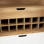 Credenza in stile industriale marrone+bianco / nero+marrone con portabottiglie e portacalici, per 1