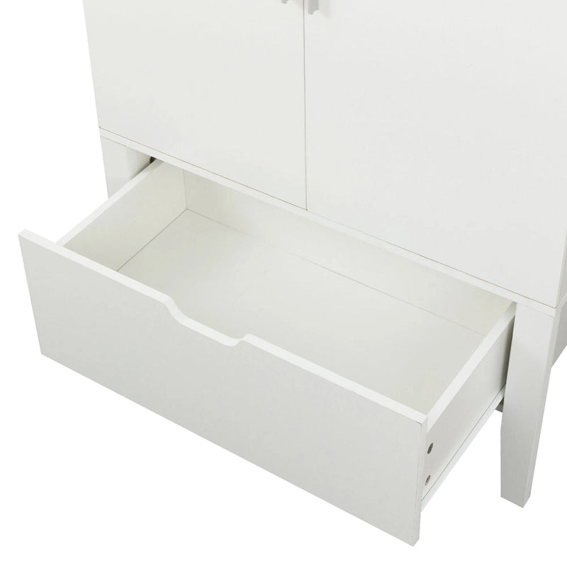 Credenza in stile industriale marrone+bianco / nero+marrone con portabottiglie e portacalici, per 1