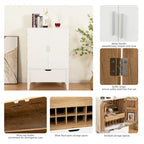 Credenza in stile industriale marrone+bianco / nero+marrone con portabottiglie e portacalici, per 1