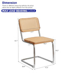 Sedia da pranzo a sbalzo Burly Wood Rattan con gambe cromate, set da 2