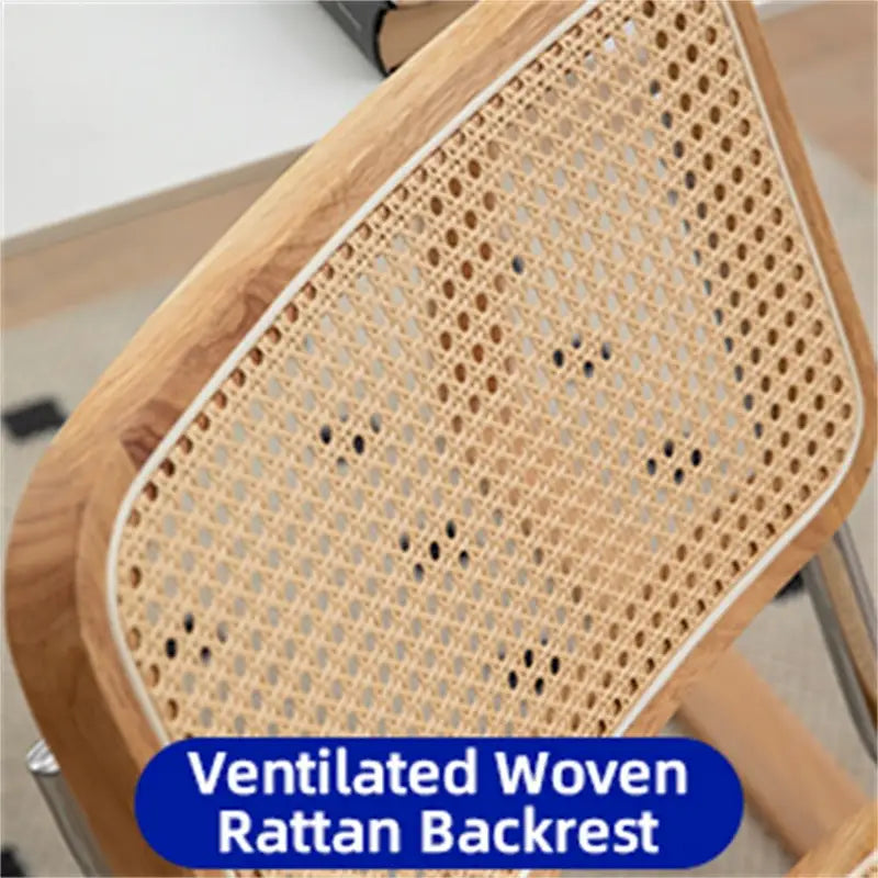 Sedia da pranzo a sbalzo Burly Wood Rattan con gambe cromate, set da 2