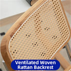 Sedia da pranzo a sbalzo Burly Wood Rattan con gambe cromate, set da 2