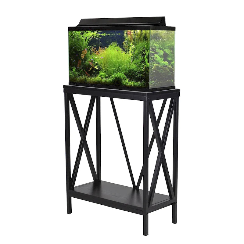 Supporto per acquario/terrario in acciaio nero a X, 1 vasca, 75 litri